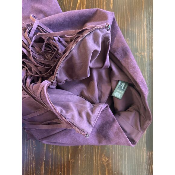 VTG Express Asymmetrical Fringe Mini Midi Skirt 4 Plum City Boho Country Western - Picture 6 of 12